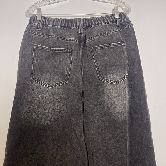 NWT Dazy Women's Black Wide Leg Jeans Boho Elastic Waistband Sz XL - Picture 14 of 15